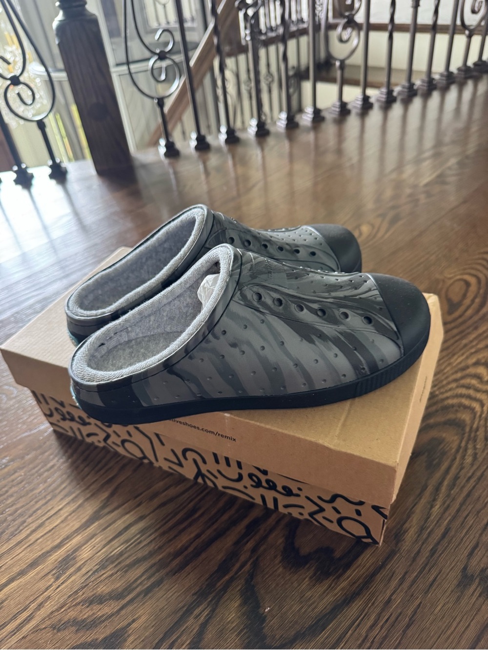 Native Kids Grey Slip-On Clog - Charcoal Accents